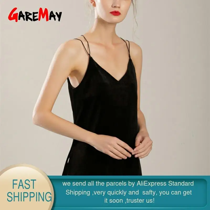 Женский топ на бретельках Garemay бархатный с открытой спиной v-образным вырезом и