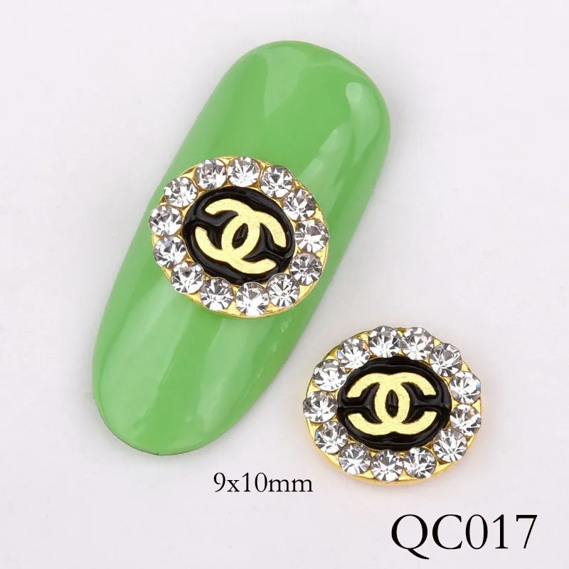 QC017 10 шт Кристалл стекло драгоценный камень с яркими стразами сплав дизайн ногтей украшения Блеск DIY 3D украшения для ногтей кулон QB064-073 - Цвет: QC017