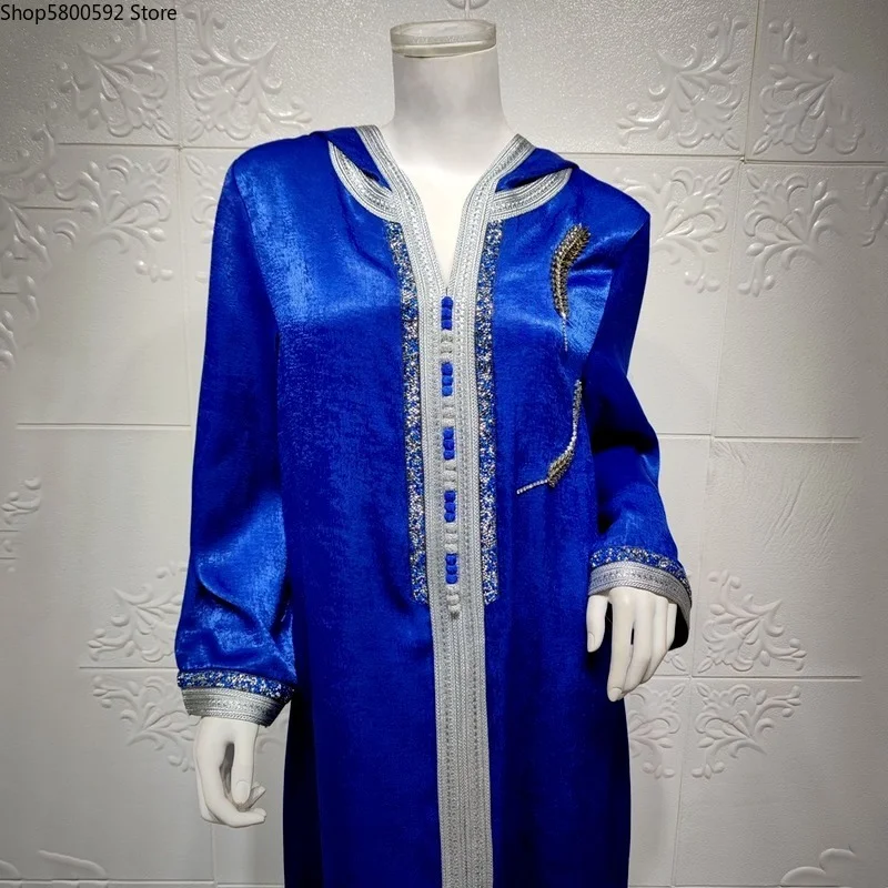 2022 Ramadan Mubarak Abayas For Women Dubai Muslim Hooded Dress Jalabiya Kaftan Moroccan Turkish Evening Gown Islam Clothing
