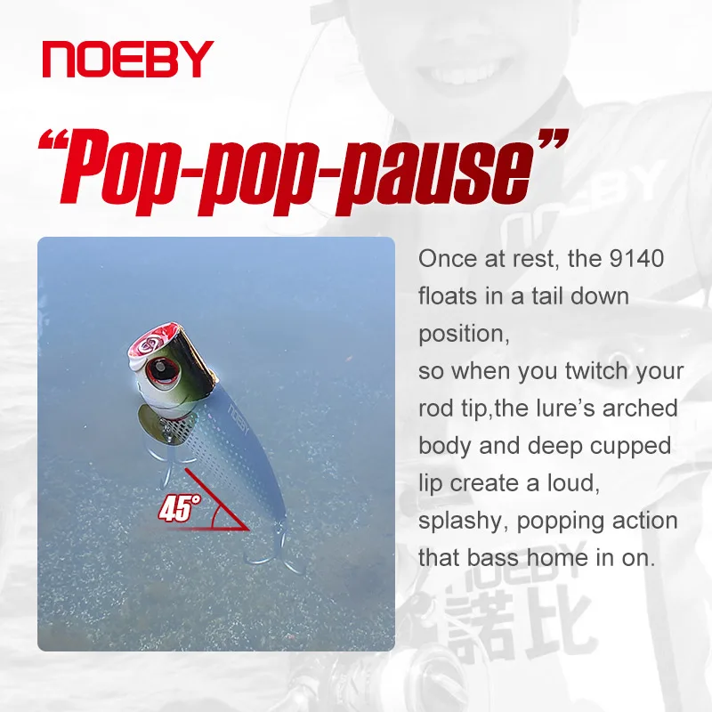 Noeby Popper Fishing Lure 105mm 24g Topwater Wobbler Artificial Floating Hard Bait for Sea Tuna Bass Saltwater Tackle | Спорт и