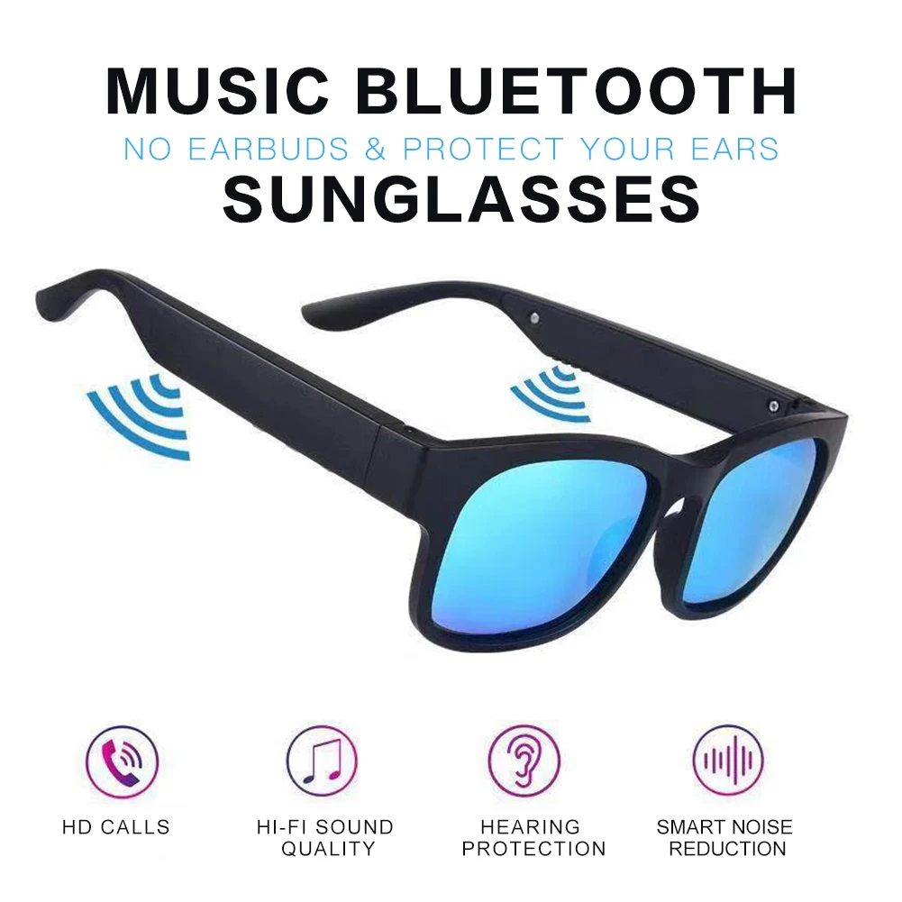 

Умные Bluetooth очки, Bluetooth 5,0 стерео Bluetooth гарнитура, уличные солнцезащитные очки снаружи динамика IP7 водонепроницаемый