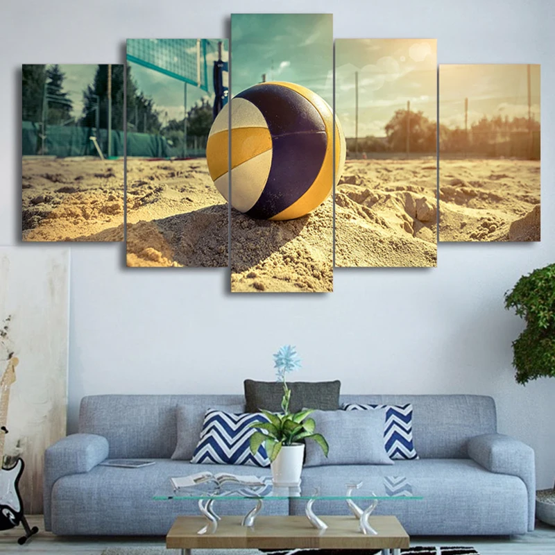 

Artryst Wall Art Pictures Canvas HD Printed Modern Home Decor 5 Pieces Beach Volleyball Sport Painting Summer For Living Room