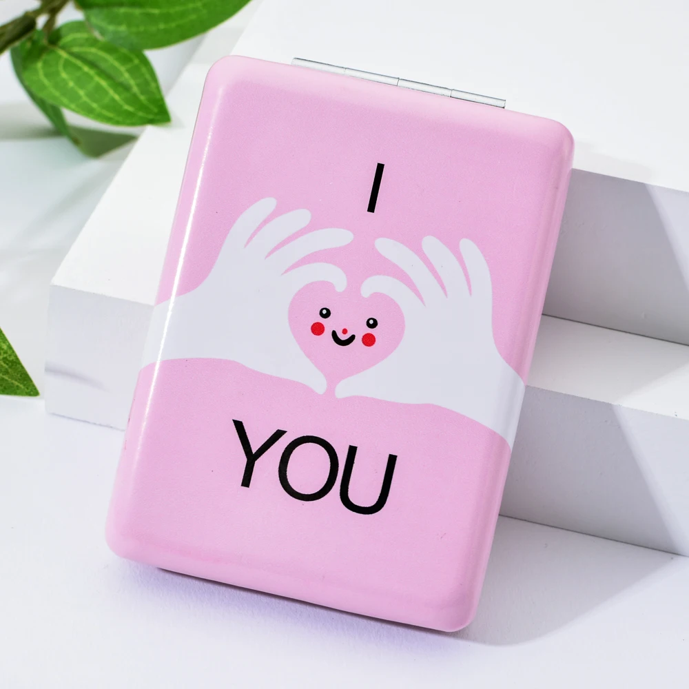 Vicney Love, новое портативное карманное зеркало для макияжа, милое розовое двухстороннее складное компактное зеркало для макияжа, квадратные четыре вида