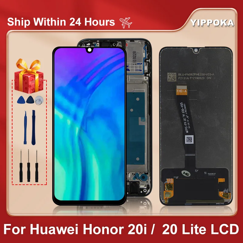 ЖК-дисплей 6 21 дюйма для Huawei Honor 20 lite зеркальный экран сенсорный дигитайзер