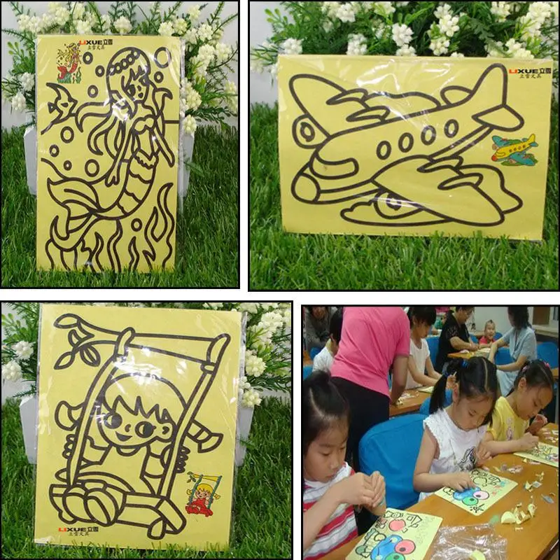 

Детский набор для рисования картины из песка Детские Поделки своими руками, обучающая игрушка, разные узоры в 12X16CM