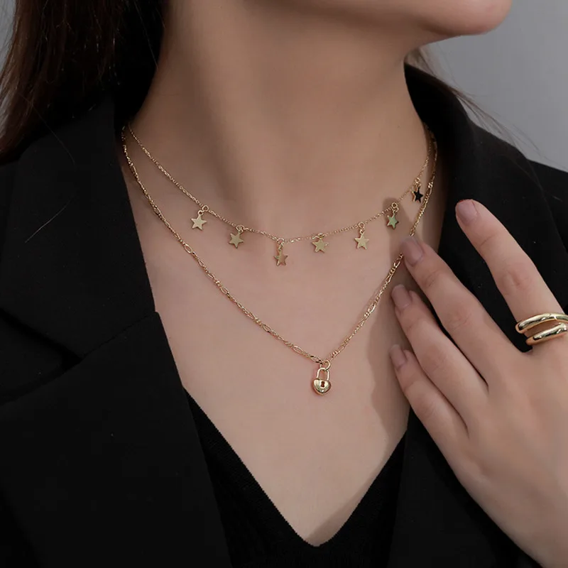 

Trendy Necklaces Gift For Women Sterling Silver 925 Trendy Chain Star Shape Pendants Necklace Joyas De Plata Mujer Jewellery
