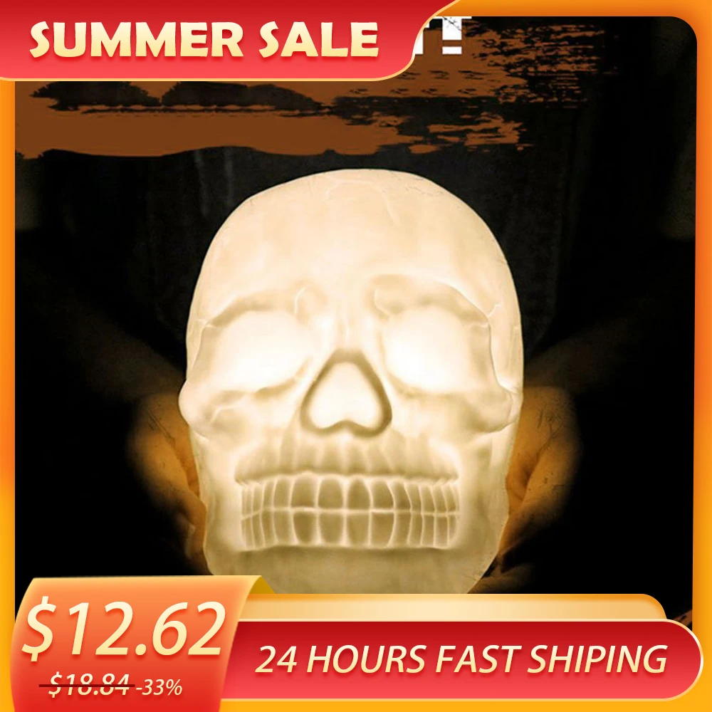 

Night Light USB Skull Night Light Colourful LED Patting Lamp With Remote For Home Bedroom Decor Bedside Desk Table Lamp