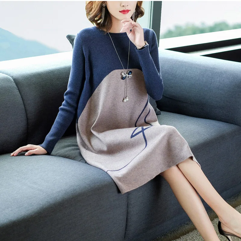 Стильный шить платье миди свободные куртки с капюшоном из кашемира для вязаный