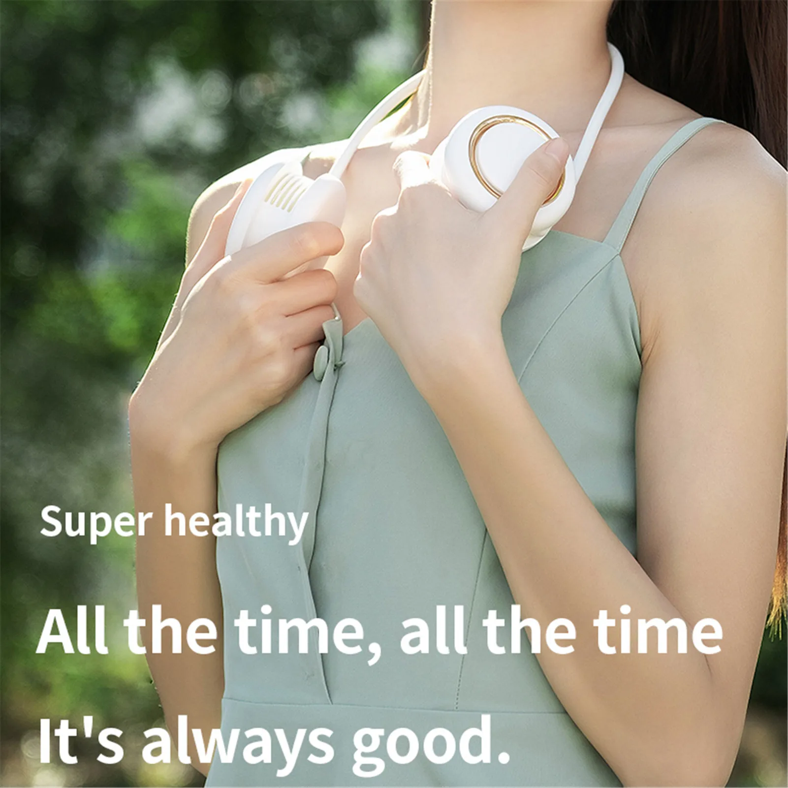 

Hanging neck fan lazy portable creative student outdoor sports leafless mini USB charging 2000mAh 3 Speed Levels Quiet Fan