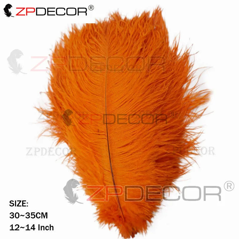 Оранжевый ZPDECOR натуральное высококачественное страусиное перо 30-35 см/12-14 дюймов для рукоделия свадебных ювелирных изделий ремесло карнавальное платье - Цвет: Оранжевый