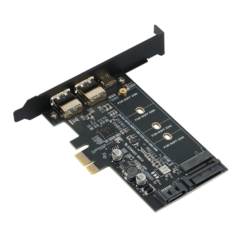 Двойной USB 3 0 1 порт Type-C M.2 PCIe адаптер M2 SSD SATA B Ключ к PCI-E 2280 преобразовательной карте