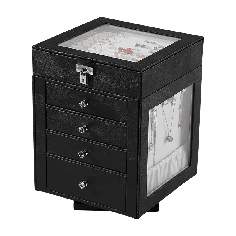 PU Leather Jewelry Box Storage Box  Necklaces Joyeros Makeup Lipstick Organizers Stud Stuff Travel Ring Display Lady Case Displa