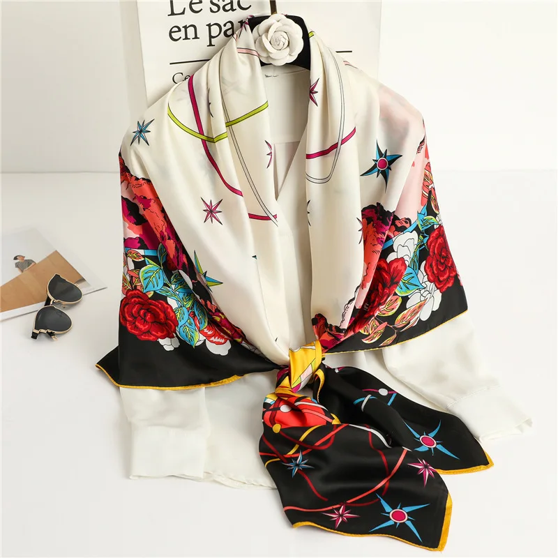

scarf 100% silk feeling wraps Headscarf Female bufanda mujer echarpes Coverups Hijabs Bufand de seda Foulard en soie solar playa