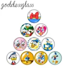 Disney милый Дональд фаунтлерой утка Дейзи 10 шт. 12 мм18 мм20 мм25 мм кабошоны круглые фото кабошоны разрисованные изделия из стекла с плоской задней частью Цепочки и ожерелья, украшения своими руками