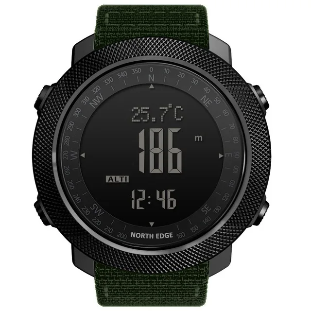 APACHE Green NORTH EDGE, мужские спортивные часы, альтиметр, барометр, компас, термометр, шагомер, мировое время, цифровые часы для бега, скалолазания - Цвет: APACHE Green