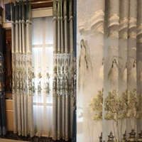 chenille hollowed out embroidery living room dining room curtain new chinese style sun shading and heat insulation