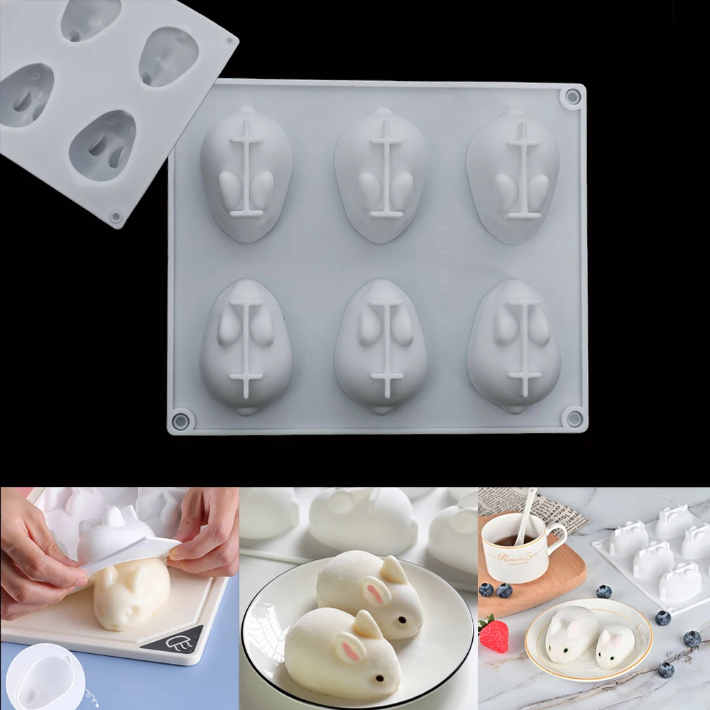 1Pc Silicone Molds Baking for Mousse Cake 3D Rabbit Easter Baking Molds Dessert Molds for Pastry Truffle Pudding Cheesecake