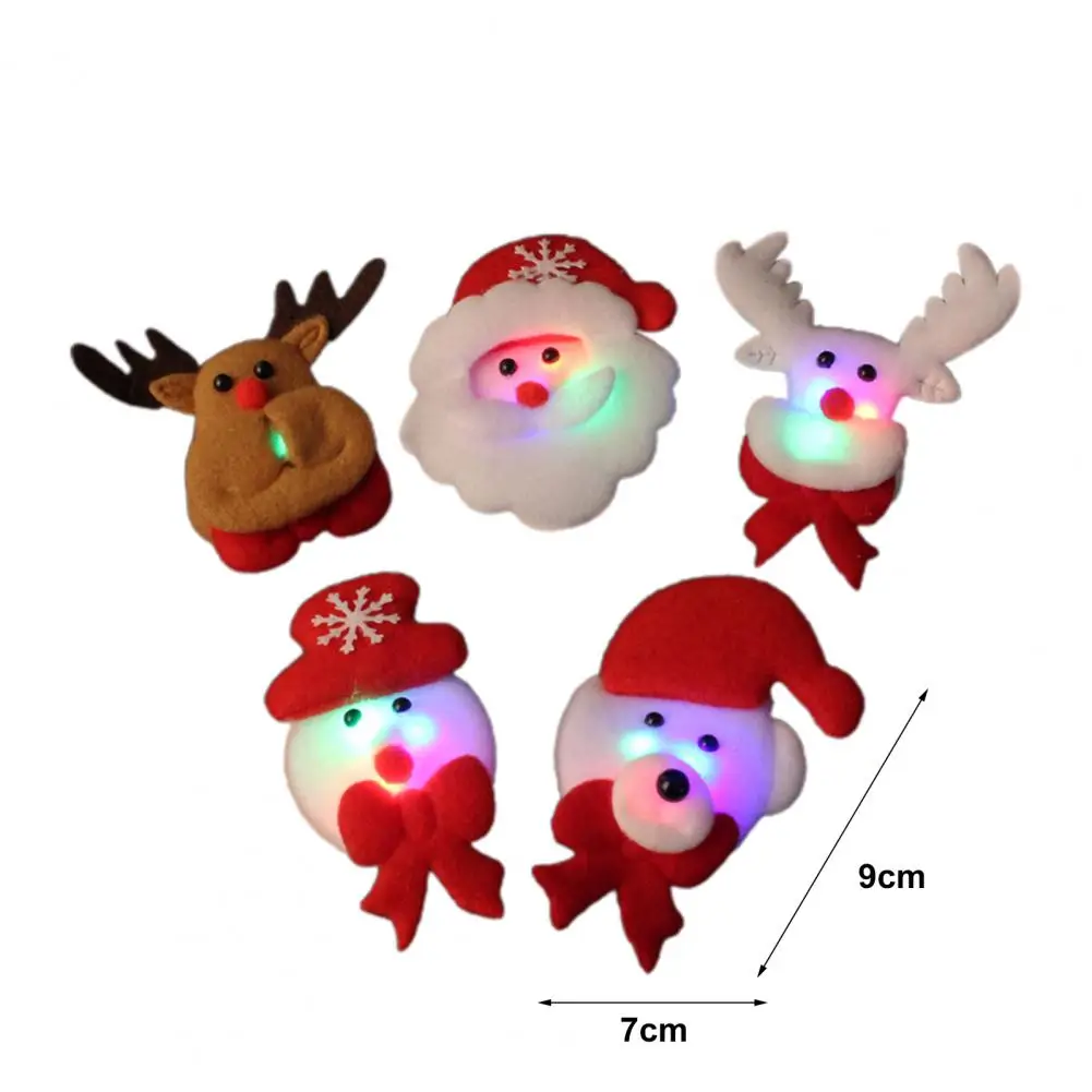 

50%HOT12Pcs LED Brooch Pins Nice-looking Decorative Lightweight Lighting Christmas Colorful Glitter Brooch Santa Pins for Party
