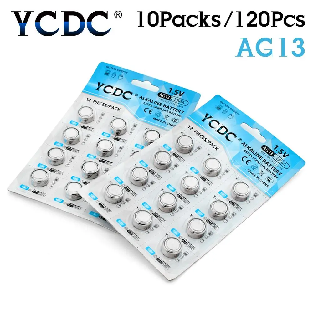 YCDC 120 шт. AG13 LR44 357A S76E G13 Кнопка монетные элементы оригинальные 1 5 В щелочные батареи