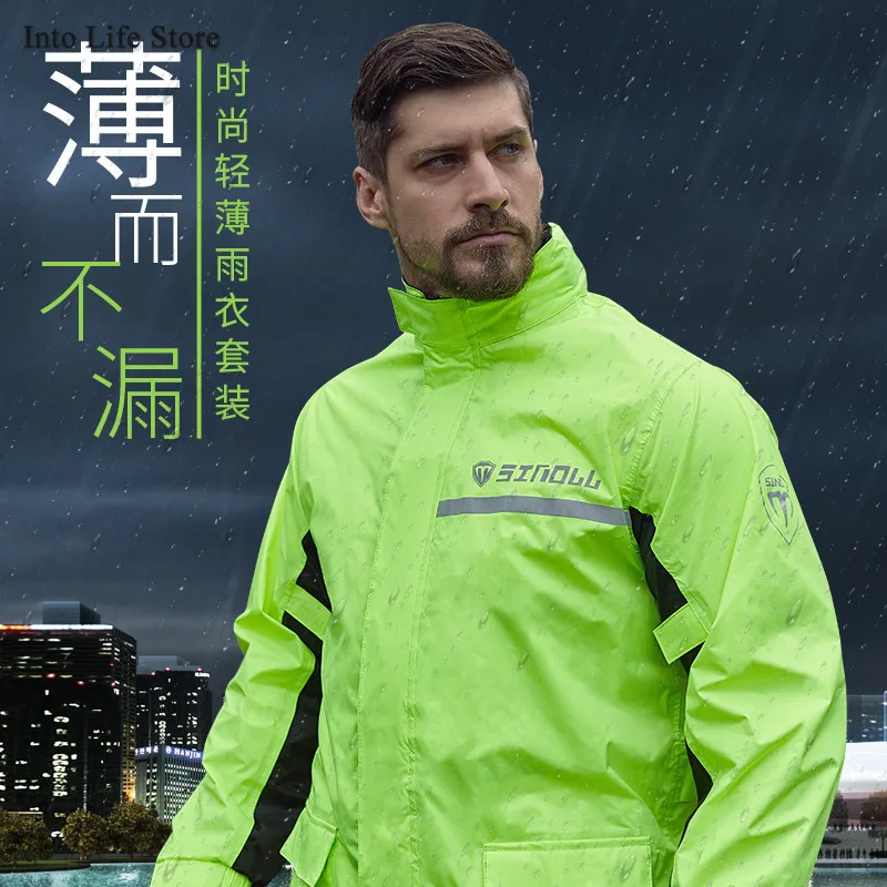 

Black Motorcycle Raincoat Men Rain Pants Set Adult Thin Rain Coat Jacket for Men Waterproof Rain Poncho Camping Tourism Gift