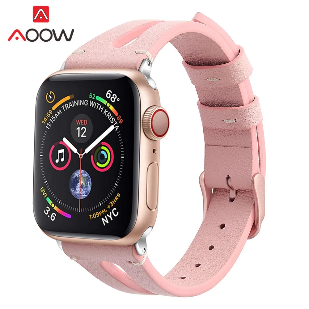 Ремешок из натуральной кожи с принтом для Apple Watch 40 мм 44 мм для iwatch 38 мм 42 мм ремешок серии 4 3 2 1 браслет аксессуары