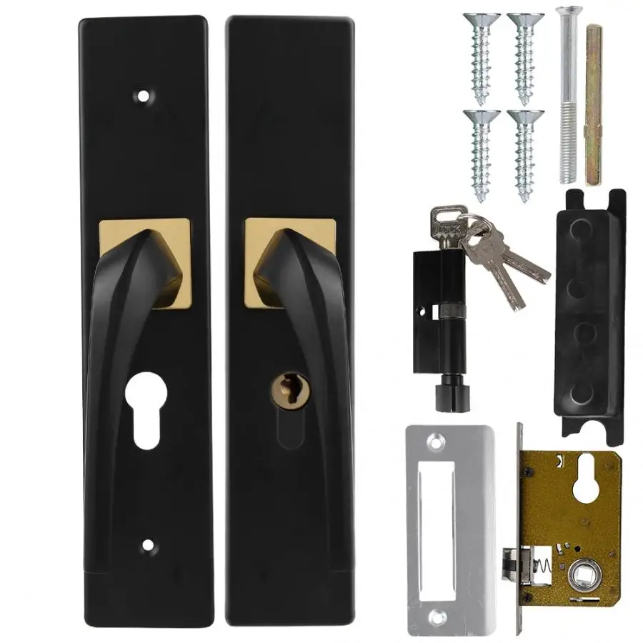 Простой алюминиевый бесшумный замок с деревянной дверью для спальни ключами