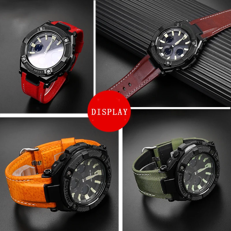 For G-SHOCK series watch MTG-B1000/G1000 GST-S100/W300/410/S110 leather nylon canvas watch strap watchband accessories