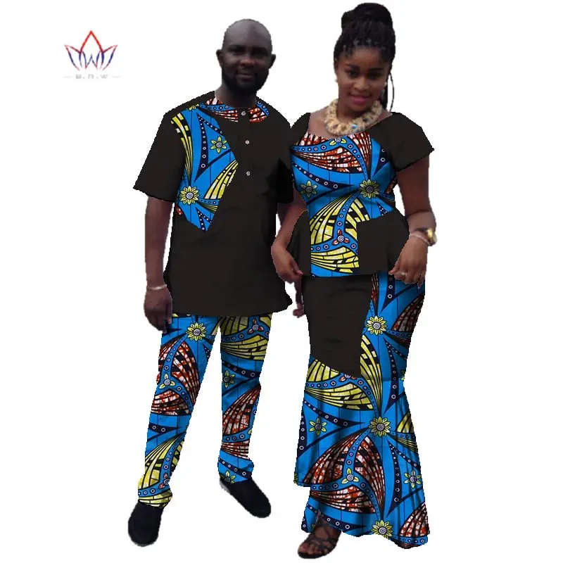 Летняя африканская одежда для пары традиционная женщин и мужчин базин богатый