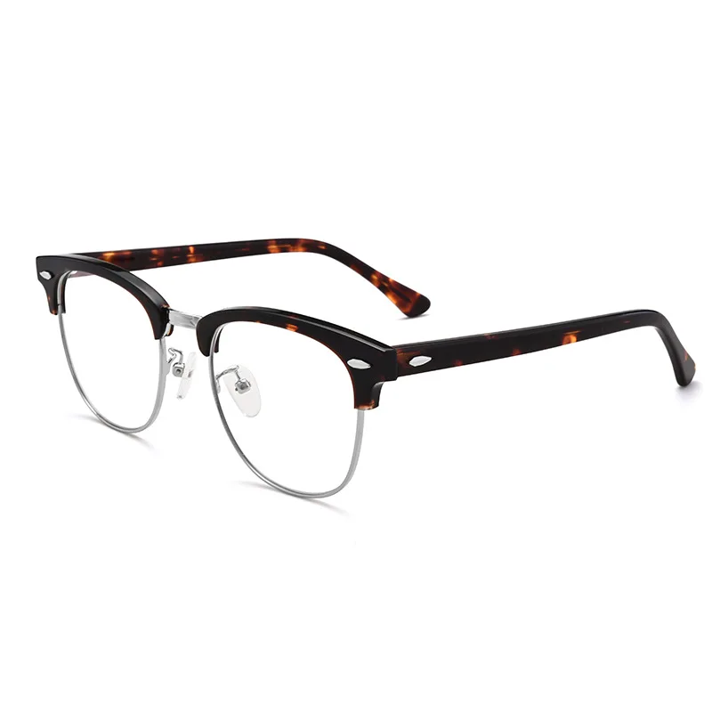 

Semi-Rim Glasses Men Imported Acetate Retro Round Frame Anti-Blue Clear Lens Myopia Reading Computer Eyeglasses Women Oculos