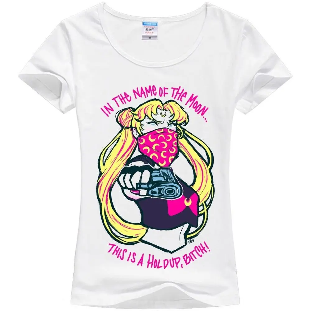 Kawaii одежда Милая футболка Ropa Sailor Moon Harajuku аниме Манга пистолет сердитый эмо