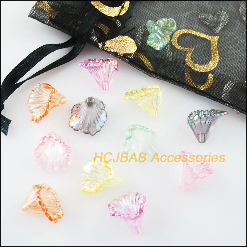 100 шт. Смешанные акриловые пластиковые бусины с рогом Цветочные заглушки