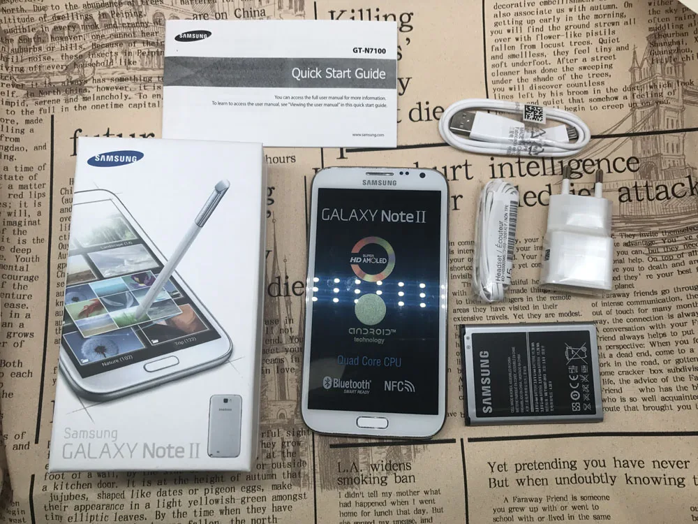 Разблокированный samsung Galaxy Note 2 II N7100 мобильный телефон 5," четырехъядерный 8MP gps WCDMA Восстановленный смартфон