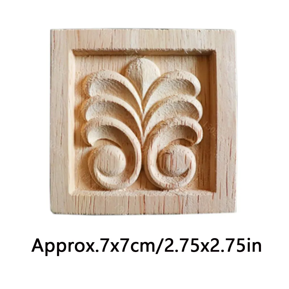 

Wood Applique Decal Figurines Wooden Carved Decor Unpainted Wooden Corner Square Flower Furniture Doors Home Decor Accessories