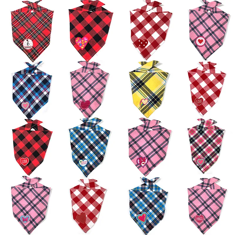 

30/50 Pcs Valentine's Day Pet Dog Bandana Small Middle Large Dog Love Heart Bibs Scarf Cotton Adjustable Pet Dog Puppy Kerchief