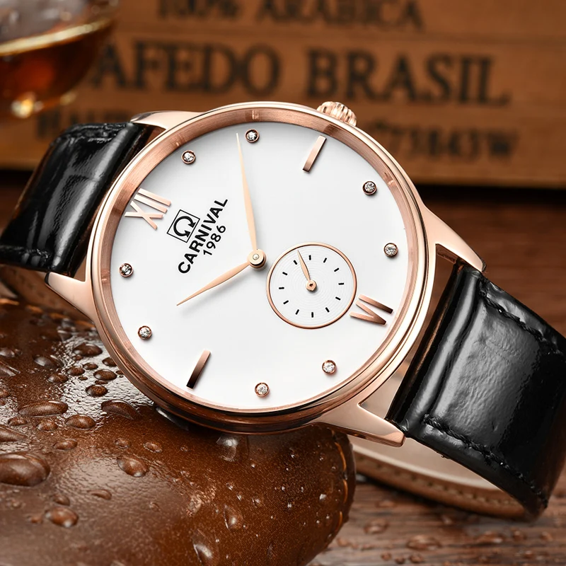 Швейцарский Карнавал мужские деловые японские Miyota Кварцевые часы с механизмом