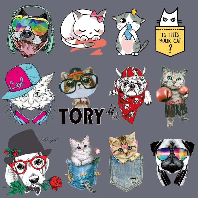 Карманная наклейка на одежду для очков Мопсов собак кошек моющийся дизайн