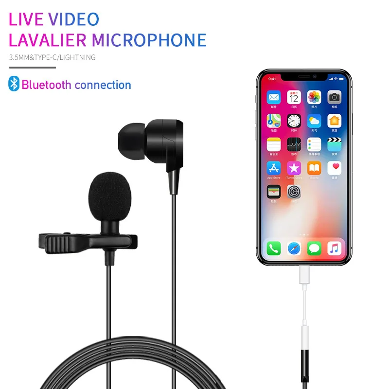 Петличный микрофон 3 5 мм с зажимом для записи аудио и видео смартфонов iPhone Android Mac