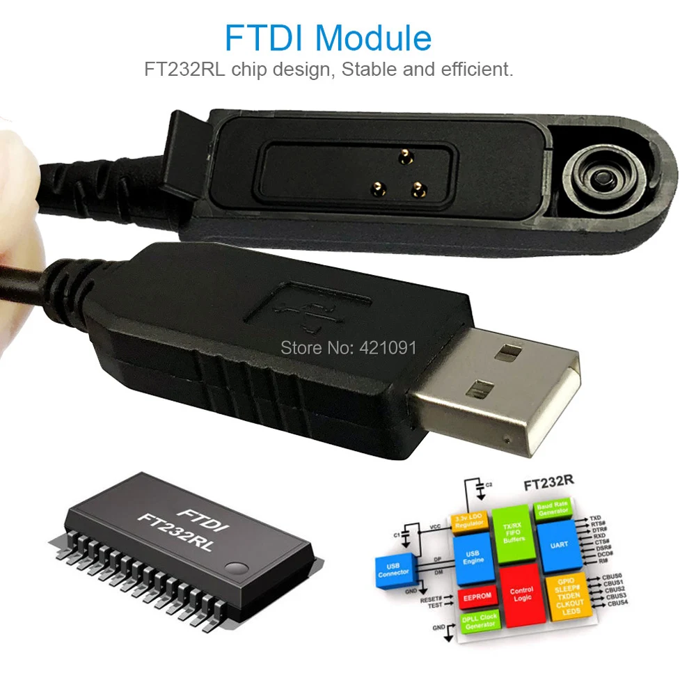 FTDI Chip USB Programming Cable for Baofeng UV-XR UV-9R Puls BF-9700 BF-A58 UV-5S GT-3WP R760 UV-82WP Walkie Talkie