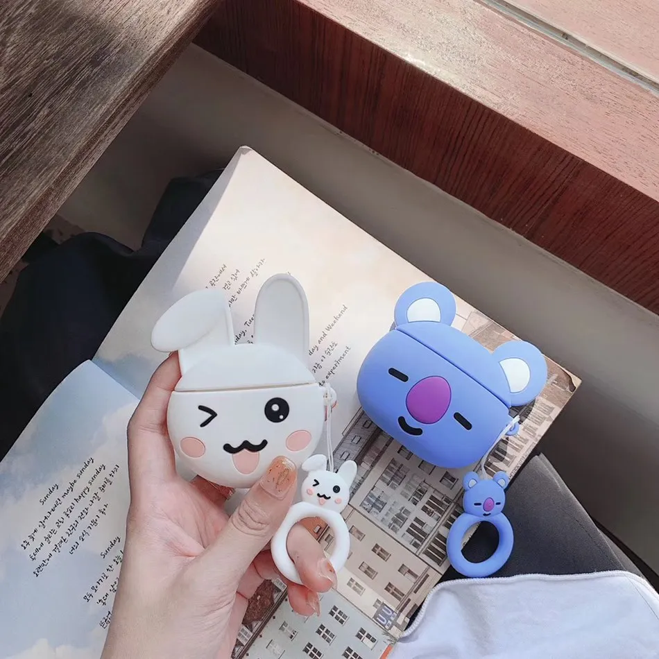 3D чехол для наушников для Airpods, чехол, силиконовый чехол с милым медведем для Apple Air pods 2, чехол для Earpods, чехол, ремешок для наушников 1