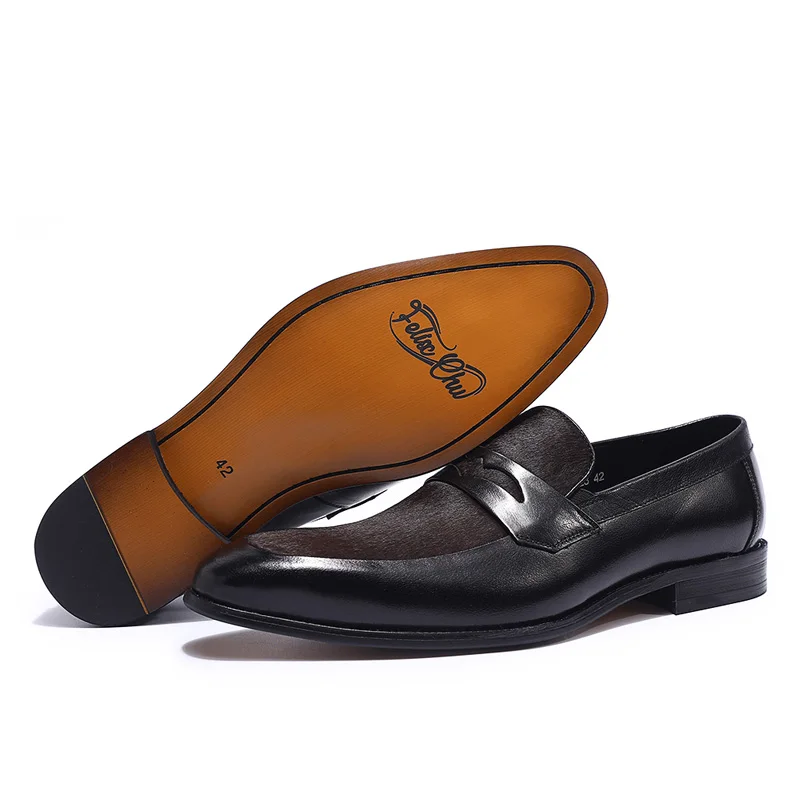 Феликсом лак CHU класса люкс мужские черные Пенни-лоферы из натуральной кожи с