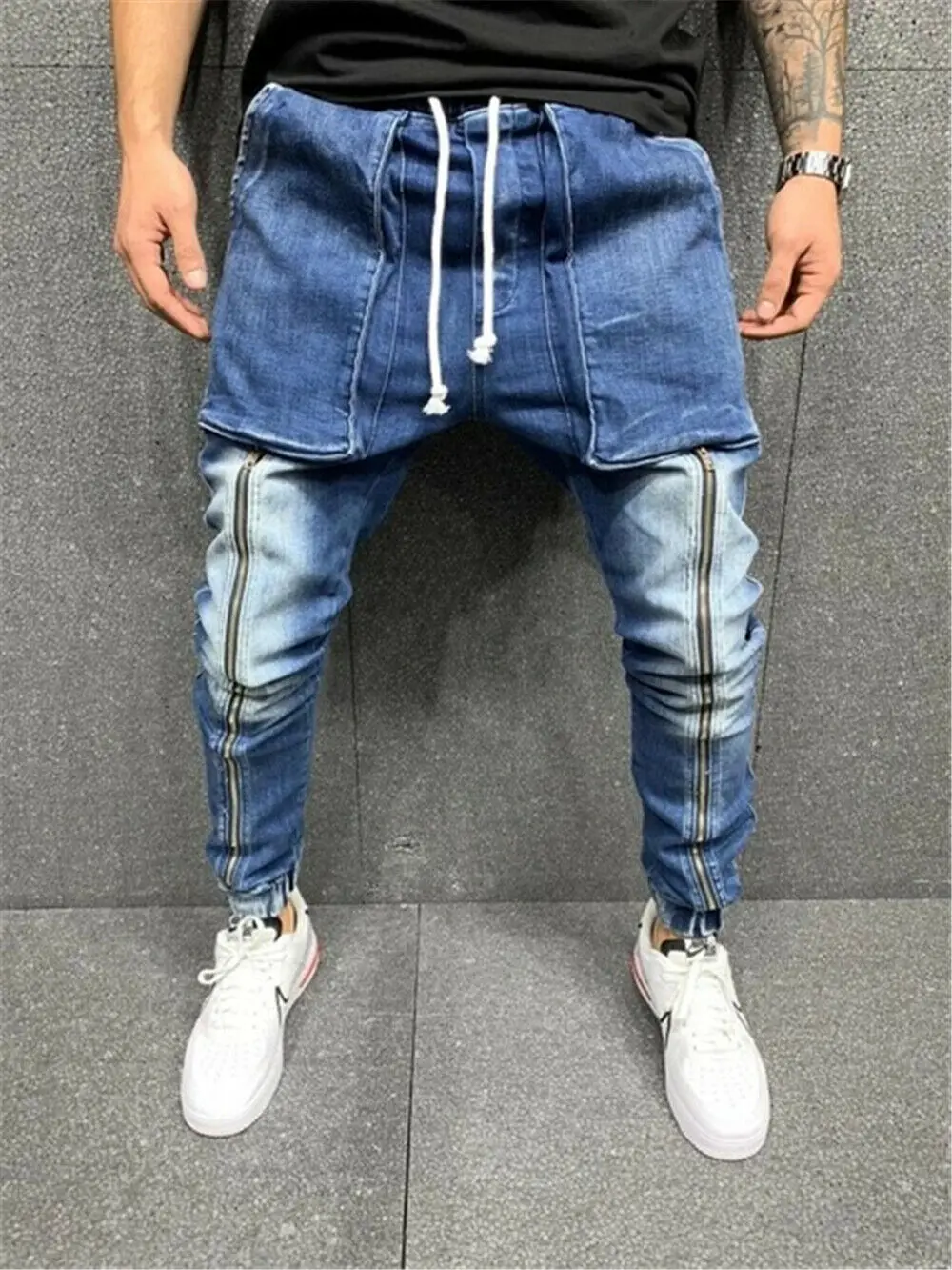 Mens Skinny Jeans Denim Pants Casual Stretch Slim Hip Hop Trousers