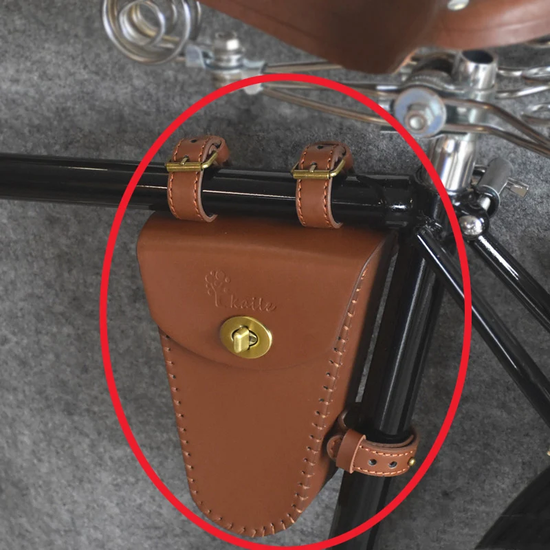 3 colors road bike frame bag leather PU retro triangle bag retro classic mountain bike bag handmade