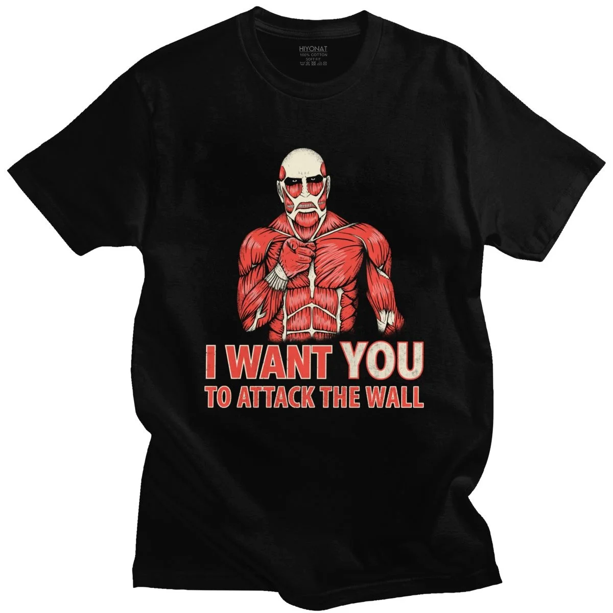 

Funny Attack On Titan T Shirt Men Short Sleeve I Want You Uncle Eren Yeager Anime Manga Printed T-shirt Cotton Tee Merchandise