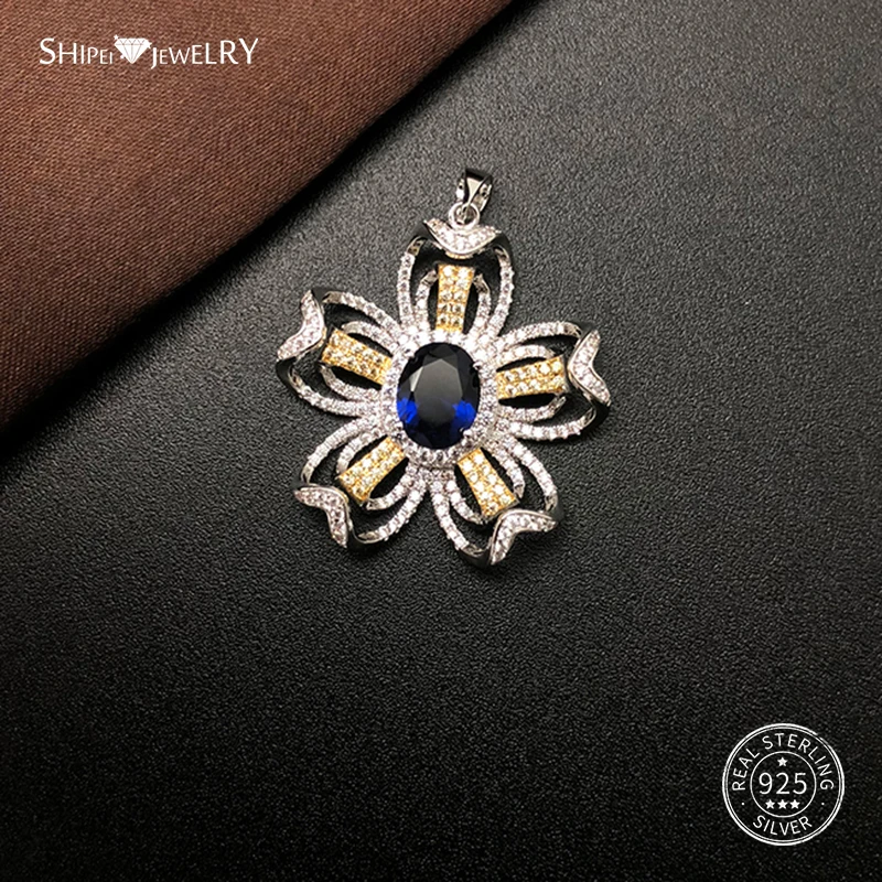 Женское колье с подвеской в виде рубинового цветка Shipei серебро 100% пробы желтый