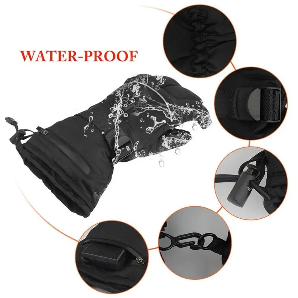 

1 Pair Heated Gloves With Batteries Electric Heating Thermal Waterproof Gloves For Unisex Five Fingers Winter Hand Warmer Gloves