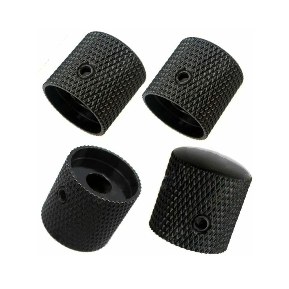 

4Pcs Brass Dome Knob Guitar Bass Volume Tone Control Knobs with Screw Type Black