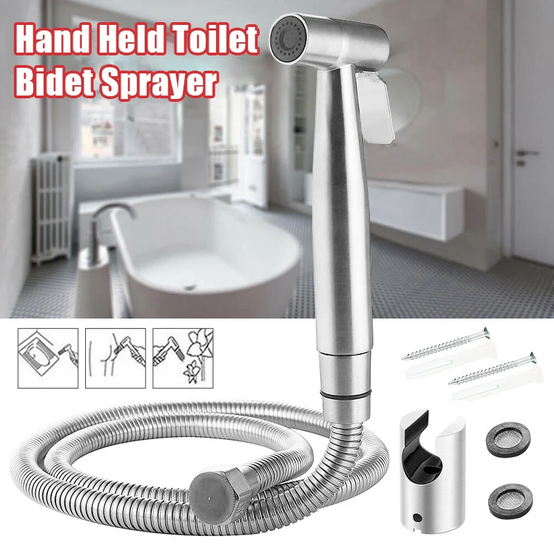 

HOT Hand Held Toilet Bidet Sprayer Hose Kit Easy to Install Shower Head Hose Set NDS
