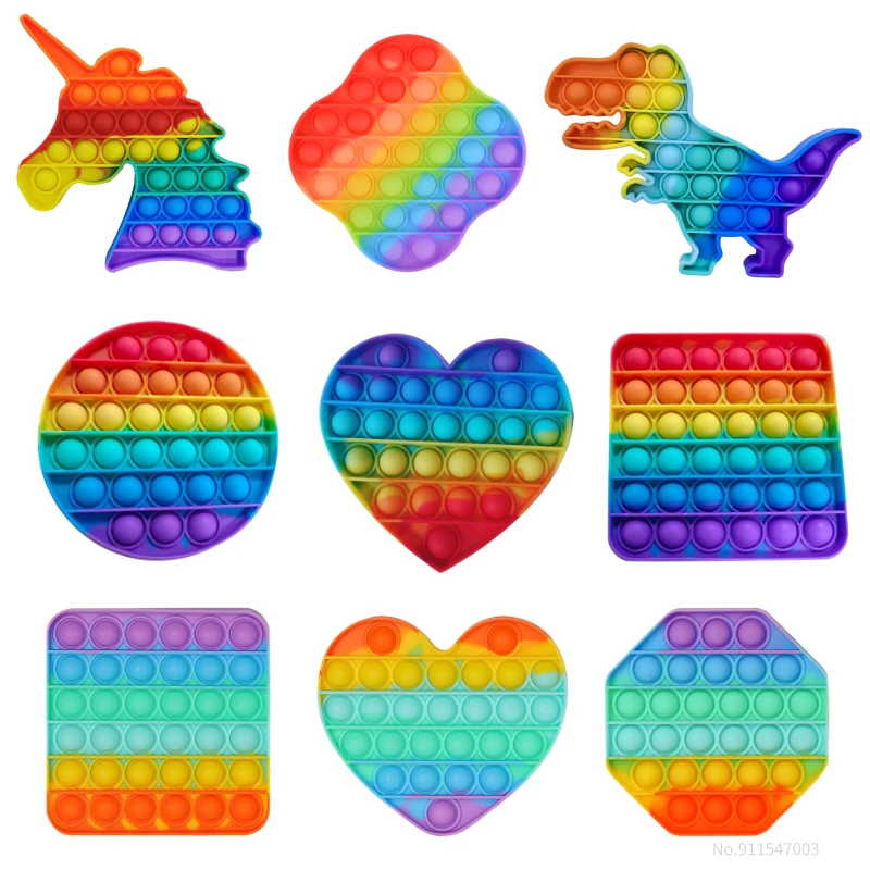 Динозавр Радужный поп пузырьки Игрушка антистресс игрушка для детей взрослых