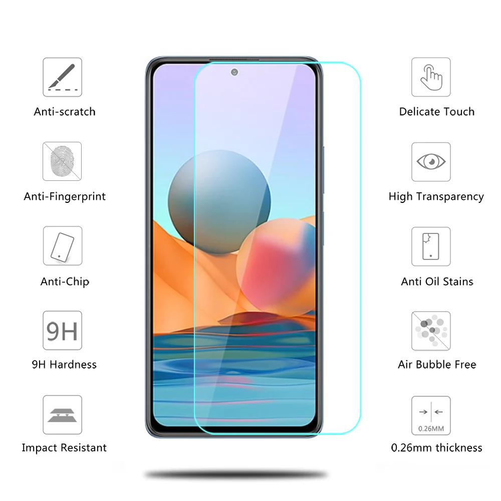 2pcs for readmi note 10 pro glass tempered glasses for xiaomi redmi note 10 note10 pro glas anti-scratch screen protectors film