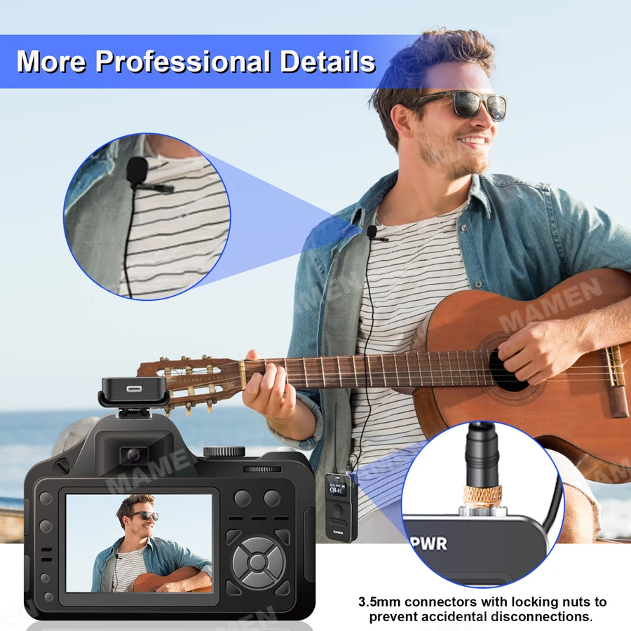 Профессиональный беспроводной петличный микрофон MAMEN UHF набор с передатчиком и